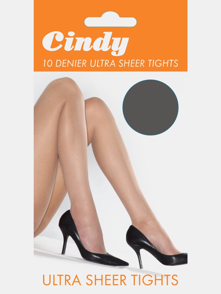 Cindy Womens/Ladies 10 Denier Ultra Sheer Tights (1 Pair) (Storm Grey)