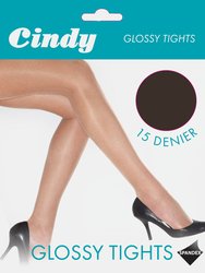 Cindy Womens/Ladies 15 Denier Glossy Tights (1 Pair) (Barely Black) - Barely Black