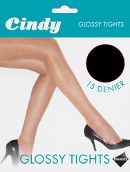 Cindy Womens/Ladies 15 Denier Glossy Tights (1 Pair) (Black) - Black