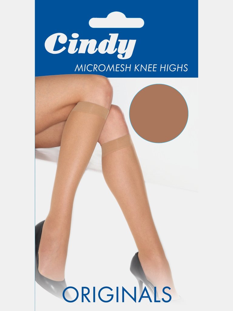 Cindy Womens/Ladies Micromesh Knee Highs (1 Pair) (American Tan)
