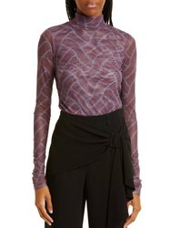 Fishnet Turtleneck Top - Calla Lily/Lilac