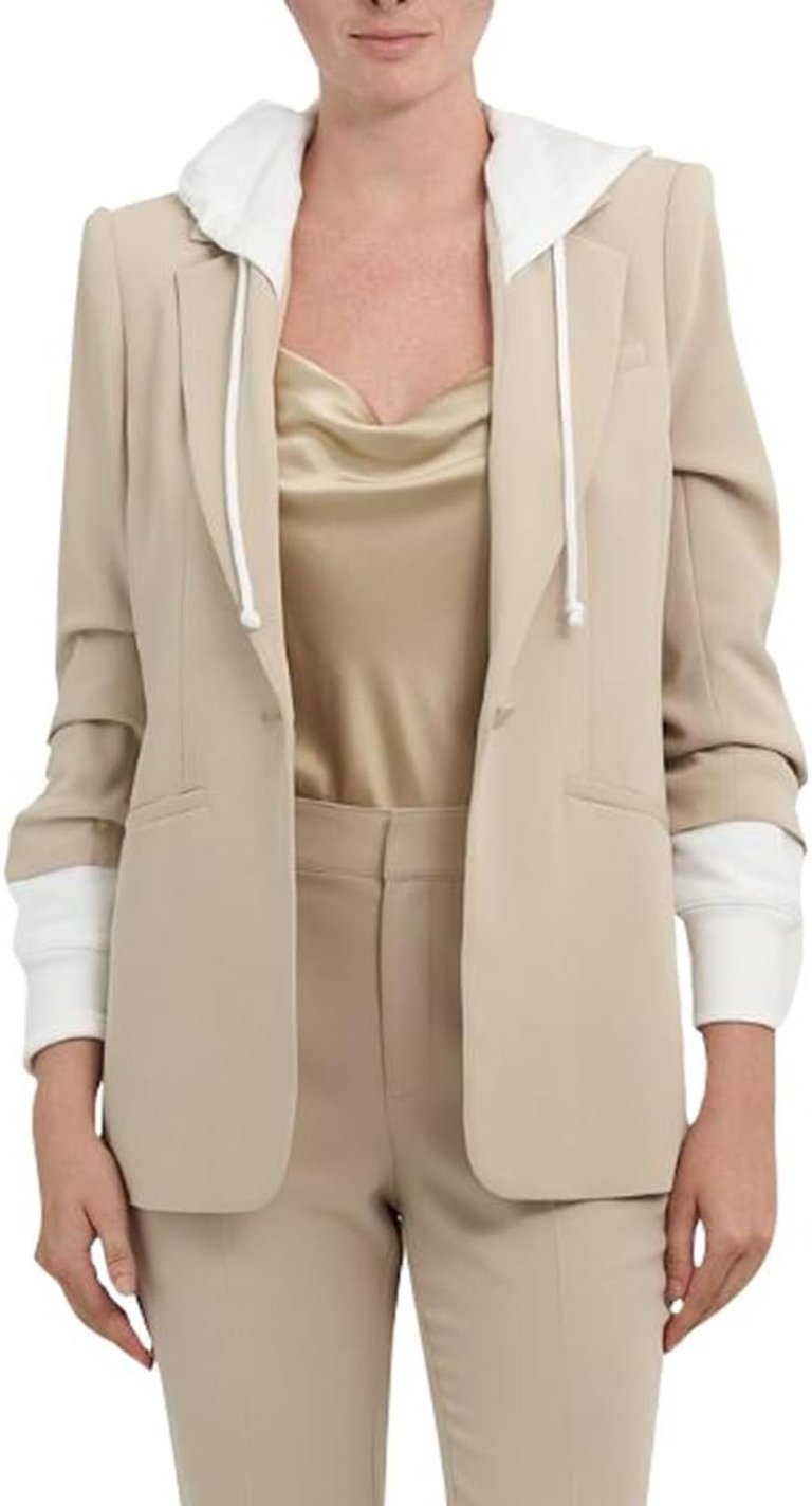 Hooded Khloe Jacket, Khaki/White - Khaki/White