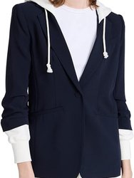 Hooded Khloe Jacket, Navy/Heather Grey