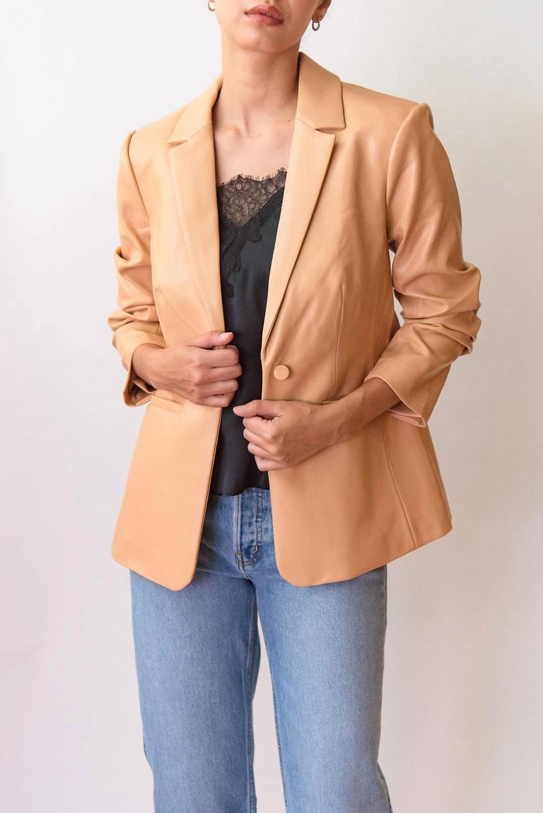 Kylie Vegan Leather Blazer - Chai