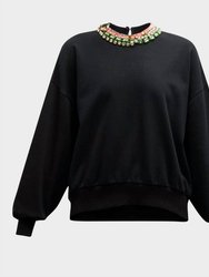 Rhinestone Pullover In Black - Black