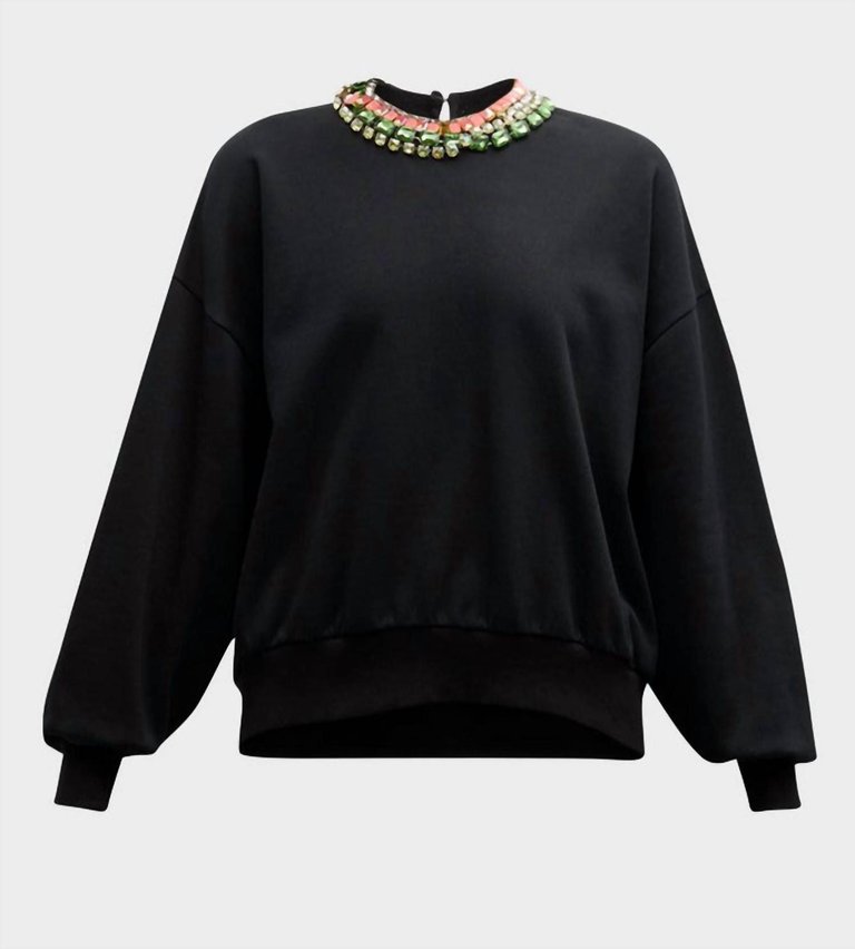 Rhinestone Pullover In Black - Black