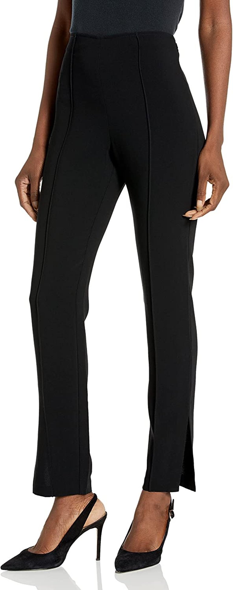 Women Brianne Cotton Side Slit Dress Pants Black