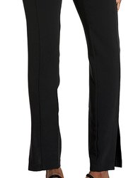 Women Brianne Cotton Side Slit Dress Pants Black - Black
