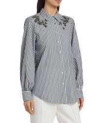 Women Crystal Ivy Stripe Kandice Button Down Top