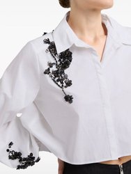 Women Evie Crewneck 100% Cotton Long Sleeves Blouse Black/Multi - Black