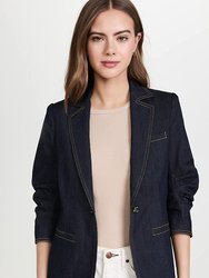 Women Khloe Single Button Denim Blazer - Indigo