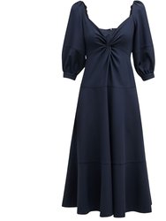 Women Kristina V-Neck Twisted Front Midi Dress Navy Blue - Navy Blue