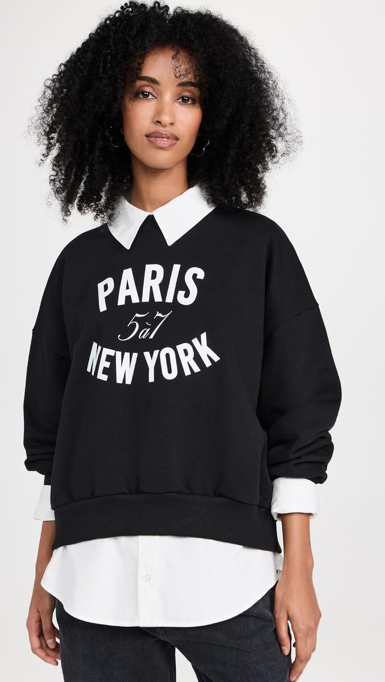 Women Paris New York Brandy Pullover Black Sweatshirt