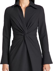 Women's Black Ruched Front Polo Collar Mckenna Mini Dress - Black