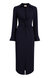 Women's Navy Blue Mckenna Twisted Front Collared Midi Dress - Navy Blue