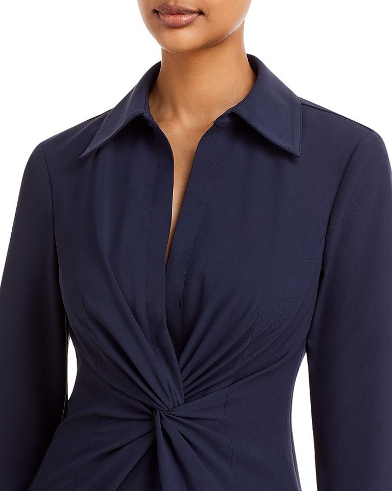 Women's Navy Blue Mckenna Twisted Front Collared Midi Dress