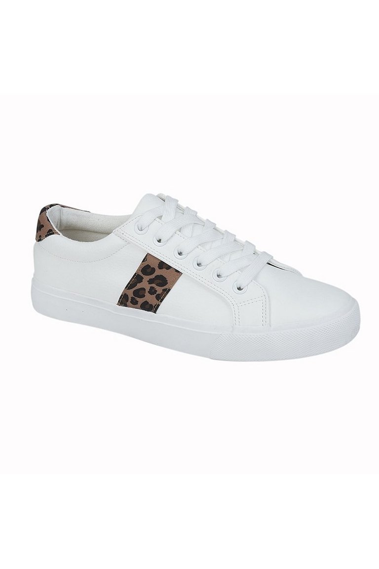 Womens/Ladies Aldina Leopard Print Sneakers - White