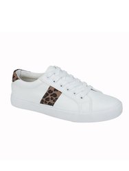 Womens/Ladies Aldina Leopard Print Sneakers - White