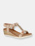 Womens/Ladies Brizia Jeweled Elasticated Halter Back Wedge Sandal - Rose Gold - Rose Gold