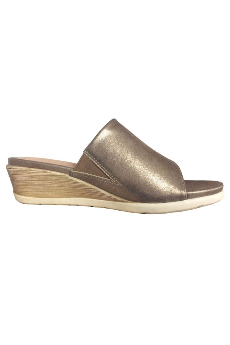 Womens/Ladies Dantina Wedge Mules - Gold