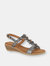 Womens/Ladies Flower Halterback Wedge Sandals (Pewter) - Pewter