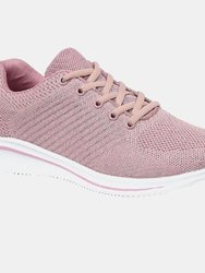 Womens/Ladies Leona Lightweight Memory Foam Sneaker - Rose Pink Sparkle - Rose Pink Sparkle