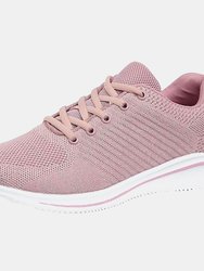 Womens/Ladies Leona Lightweight Memory Foam Sneaker - Rose Pink Sparkle