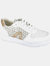 Womens/Ladies Lola Reptile Print Sneakers - White/Gold