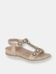 Womens/Ladies Maida Jewelled Elastic Back Sandal - Rose Gold - Rose Gold