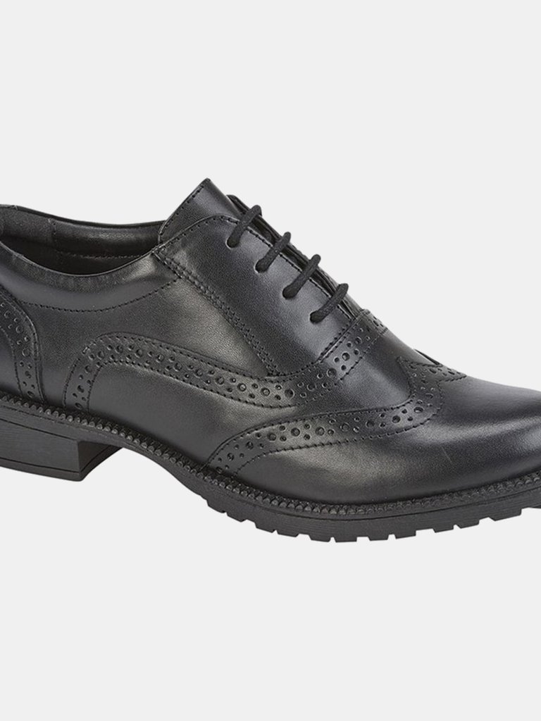 Womens/Ladies Priscilla Leather Oxfords (Black) - Black