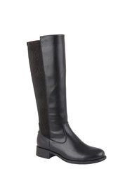 Womens/Ladies Rachela Elasticated Calf High Leg Boot (Black) - Black