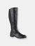 Womens/Ladies Silvia Leather High Leg Boots (Black) - Black