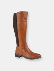Womens/Ladies Silvia Leather Zip High Leg Boot - Tan - Tan