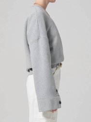 Luella Cape Sleeve Fleece Top In Heather Grey