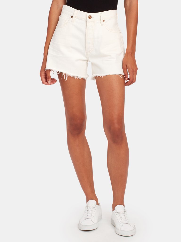 Marlow High Rise Cutoff Relaxed Shorts - White Clay