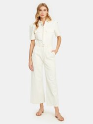 Miki Wide Leg Denim Jumpsuit - White Willow