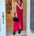 Center Slit Maxi Dress In Red