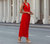 Center Slit Maxi Dress In Red