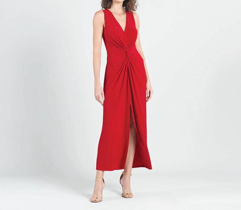 Center Slit Maxi Dress In Red - Red