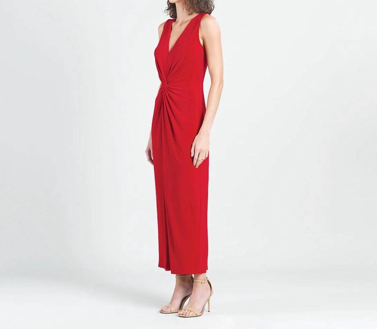 Center Slit Maxi Dress In Red