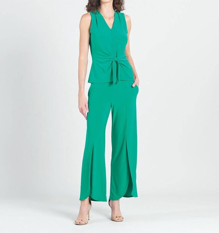 Front Slit Ankle Petal Pant In Emerald