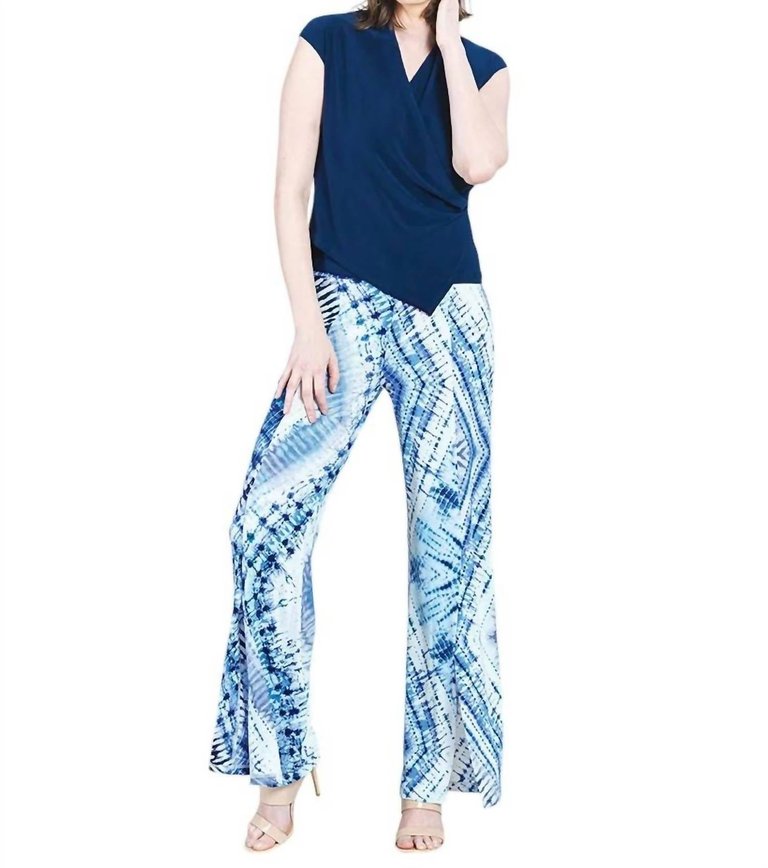 Kick Front High Slit Pant In Ocean Blue - Ocean Blue