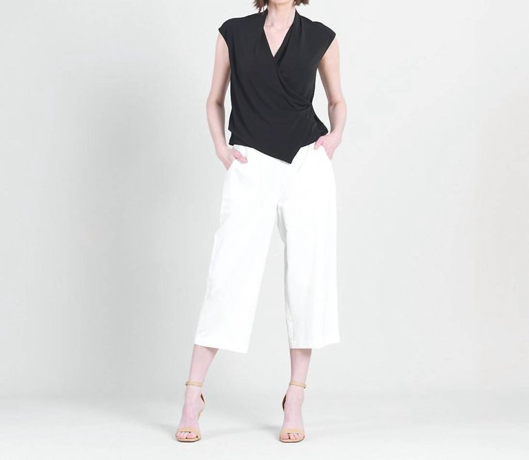 Linen Knit - Tie Waist Cropped Pant In Ivory