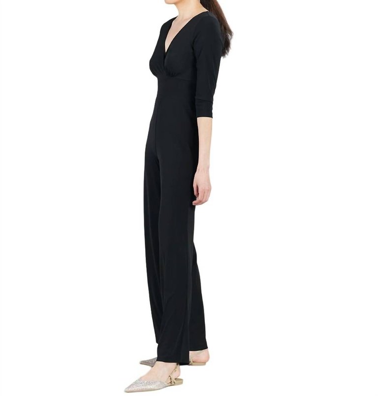 Signature 3/4 Sleeve Jumpsuit In Black