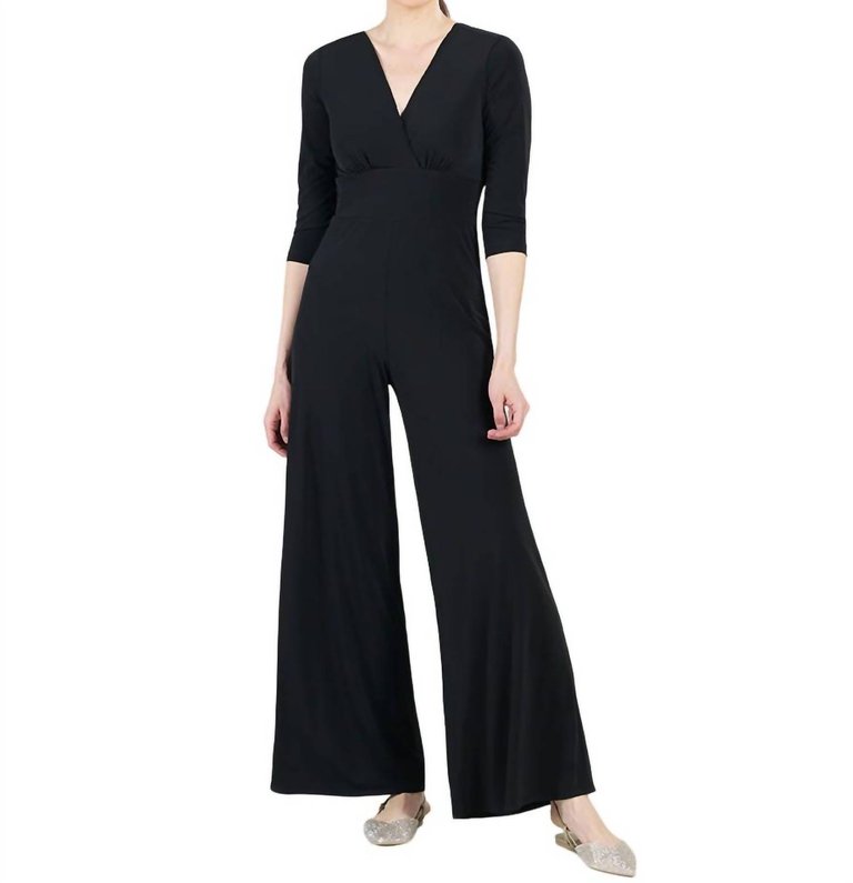 Signature 3/4 Sleeve Jumpsuit In Black - Black