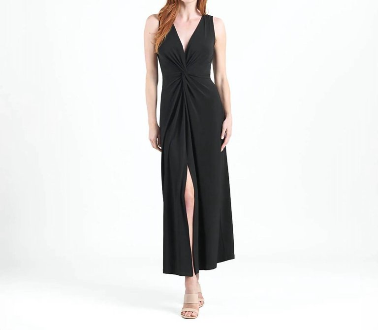 V-Neck Maxi Dress In Black - Black