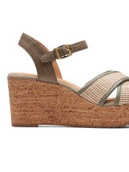 Elleri Plum Leather Wedges - Olive