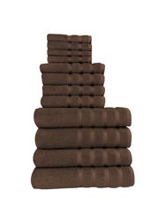 Antalya 12 Pc Towel Set - Chocolate