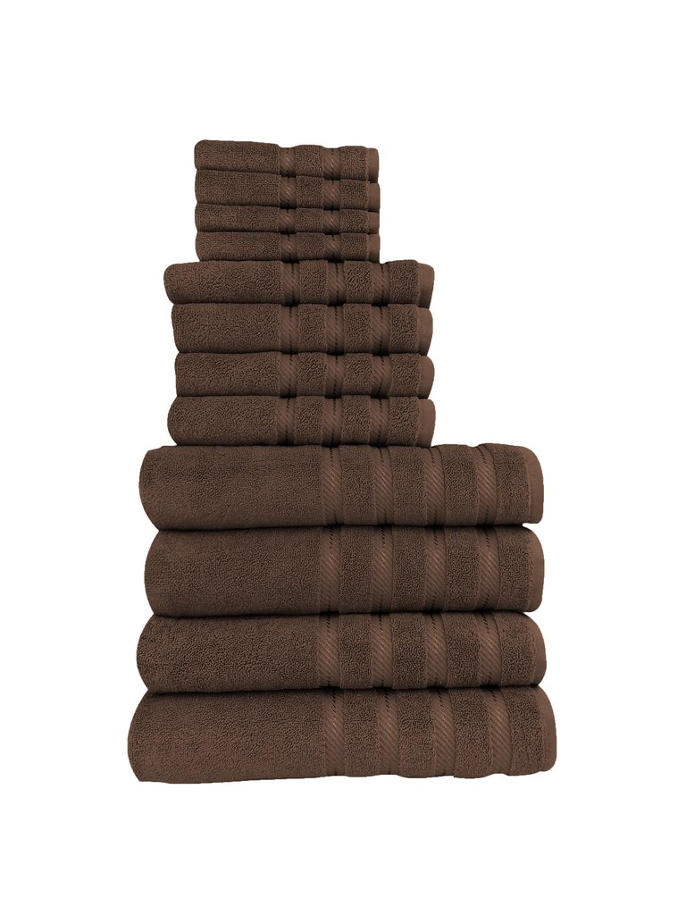 Antalya 12 Pc Towel Set - Chocolate