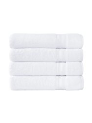 Classic Turkish Towels Genuine Cotton Soft Absorbent Amadeus Bath Towels 30x54 4 Piece Set - White